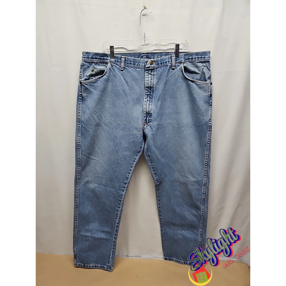 Wrangler Men's Blue Relaxed Fit Straight Denim Jeans 100% Cotton Size 42 x 30